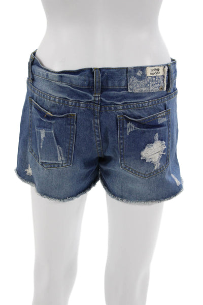 Molly Bracken Unisex Bohemian Paisley Blue Shorts Button Cotton Size XS