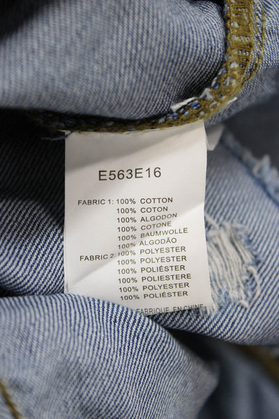 Molly Bracken Unisex Bohemian Paisley Blue Shorts Button Cotton Size XS