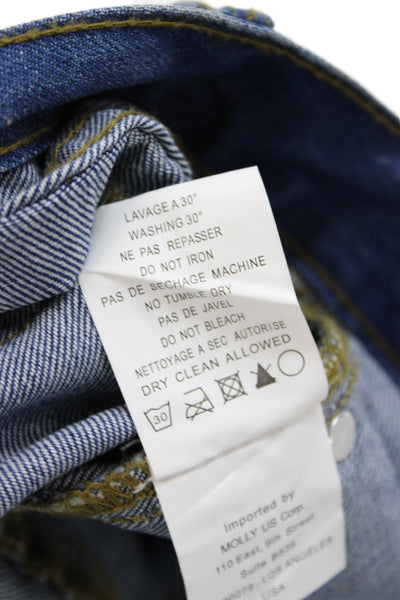 Molly Bracken Unisex Bohemian Paisley Blue Shorts Button Cotton Size XS