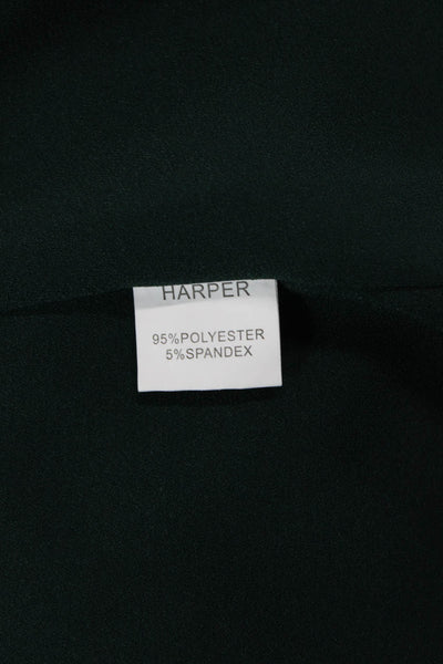 Harper Womens Maxi Shift Dress Green Long Sleeve Round Neck Button Size M