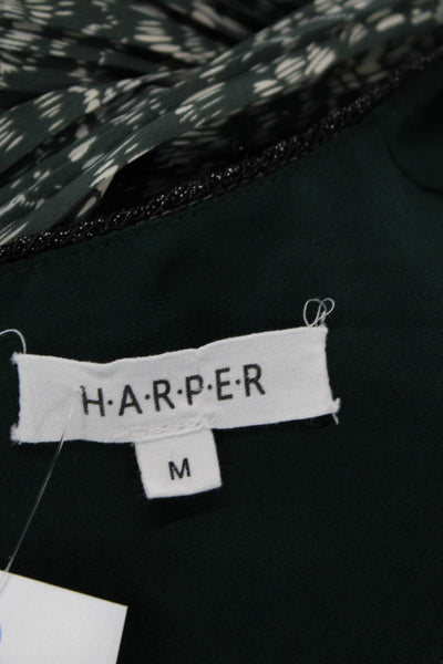 Harper Womens Maxi Shift Dress Green Long Sleeve Round Neck Button Size M