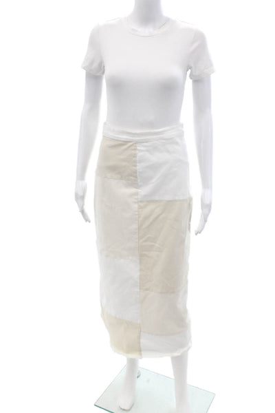 Luum Womens Maxi Skirt Beige Cotton Spandex Long Size M