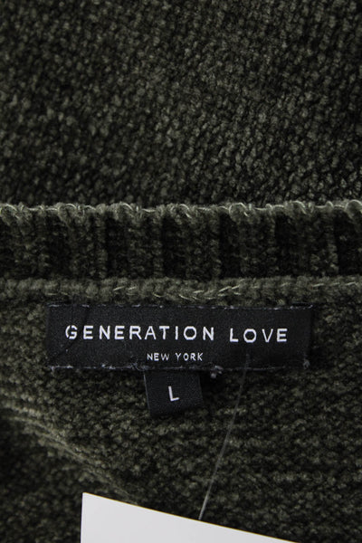 Generation Love Unisex Pullover Velour Crew Neck Long Sleeve Green Size L