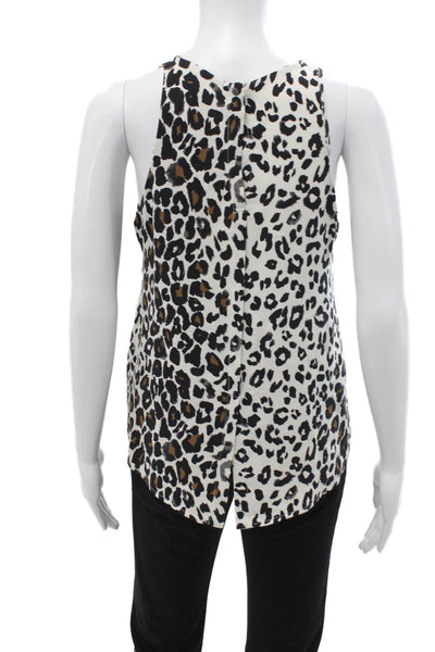 A.L.C. Womens Silk Animal Print Tank Black Sleeveless Round Neck Size XS
