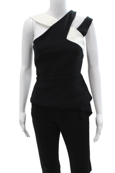 Roland Mouret Womens Sleeveless Black Zip Top Size 4