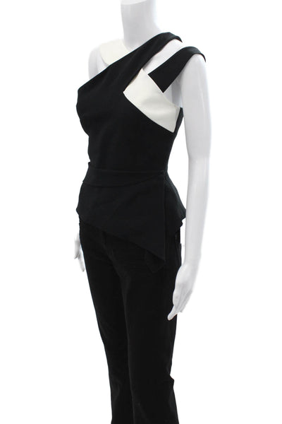 Roland Mouret Womens Sleeveless Black Zip Top Size 4