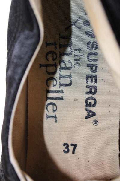 Superga X The Man Repeller Womens Lace-Up Low-Top Casual Sneakers Black Size 6.5