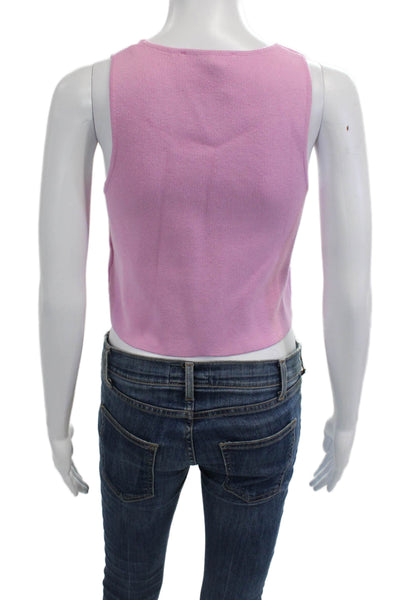 Zara Womens Cropped V-Neck Tank Sleeveless Pink Viscose Polyester Size XS