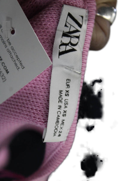 Zara Womens Cropped V-Neck Tank Sleeveless Pink Viscose Polyester Size XS