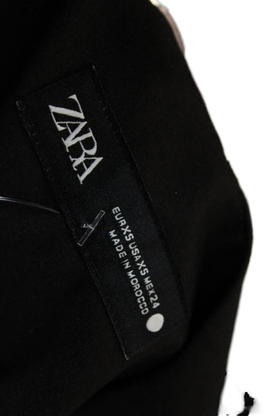 Zara Women Cropped Button Up Sleeveless Black Crewneck Top 90s Size XS