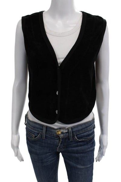 Donni Women Vest Black V-Neck Sleeveless Button Polyester Classic Size XS
