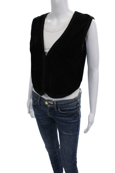 Donni Women Vest Black V-Neck Sleeveless Button Polyester Classic Size XS