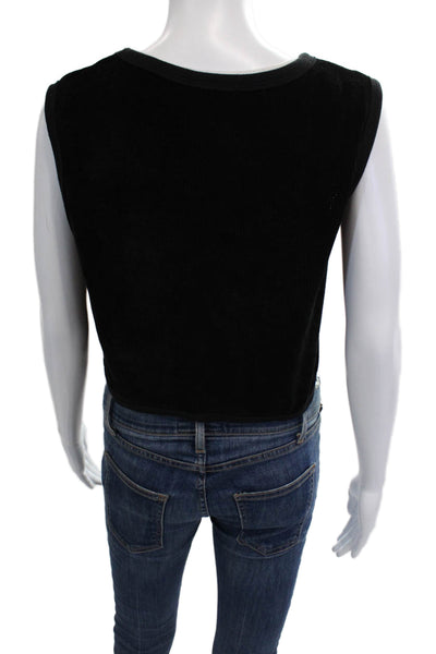Donni Women Vest Black V-Neck Sleeveless Button Polyester Classic Size XS