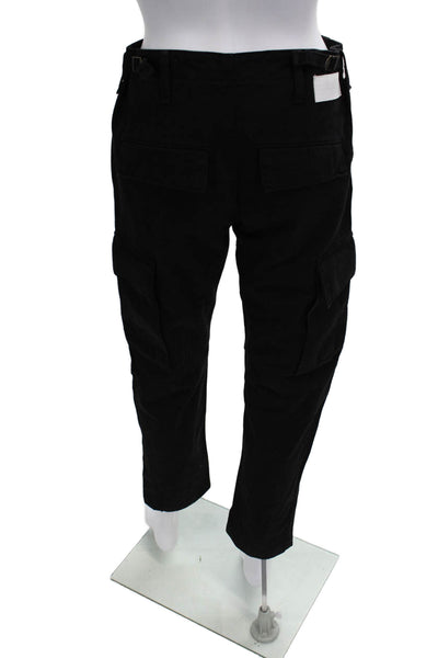 Re/Done Unisex Cargo Cropped Pants Black Cotton Army Button Size 24