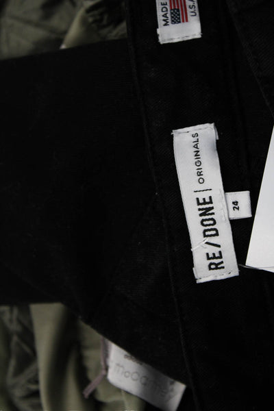 Re/Done Unisex Cargo Cropped Pants Black Cotton Army Button Size 24