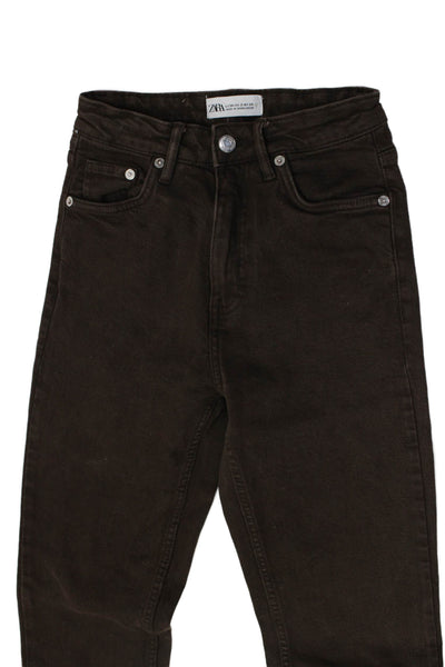 Zara Women Skinny Jeans Brown Cotton Blend Button Closure Size 2