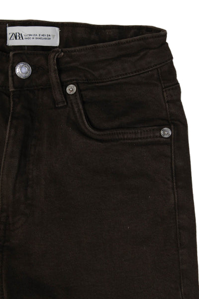 Zara Women Skinny Jeans Brown Cotton Blend Button Closure Size 2