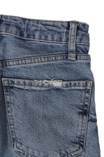 Zara Womens Mom Straight Jeans Blue Mid Rise Button 29 Inseam Size 0