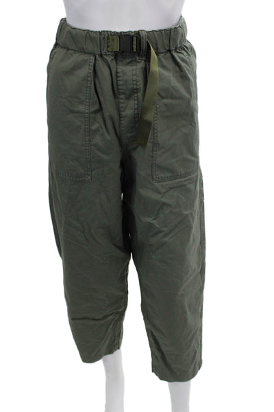 Izzue Mens Cargo Cropped Pants Green Cotton Army Size M
