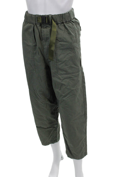 Izzue Mens Cargo Cropped Pants Green Cotton Army Size M