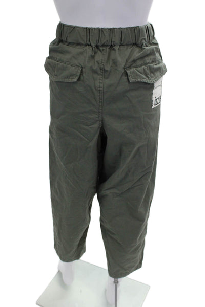 Izzue Mens Cargo Cropped Pants Green Cotton Army Size M