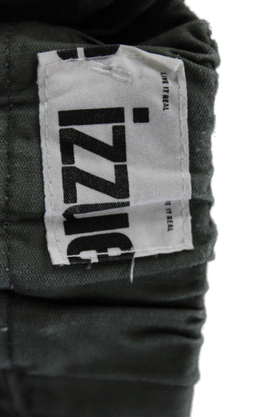 Izzue Mens Cargo Cropped Pants Green Cotton Army Size M