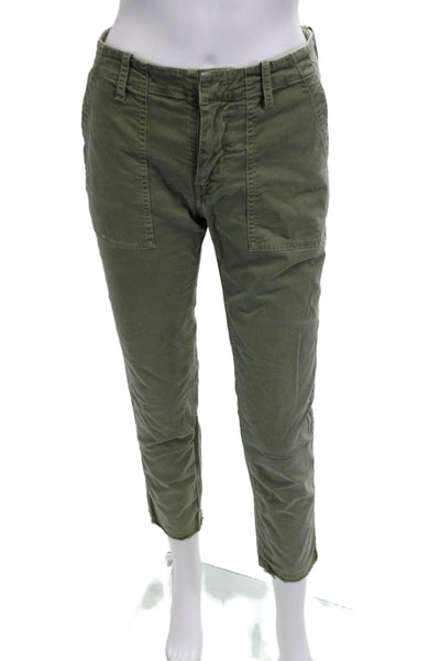 Nili Lotan Women Cropped Cargo Ankle Pants Green Button Size 2