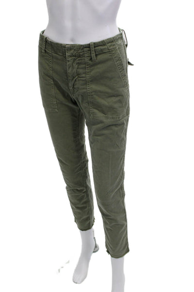 Nili Lotan Women Cropped Cargo Ankle Pants Green Button Size 2