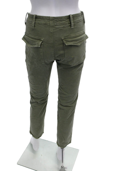 Nili Lotan Women Cropped Cargo Ankle Pants Green Button Size 2