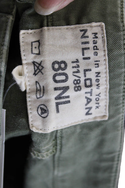 Nili Lotan Women Cropped Cargo Ankle Pants Green Button Size 2