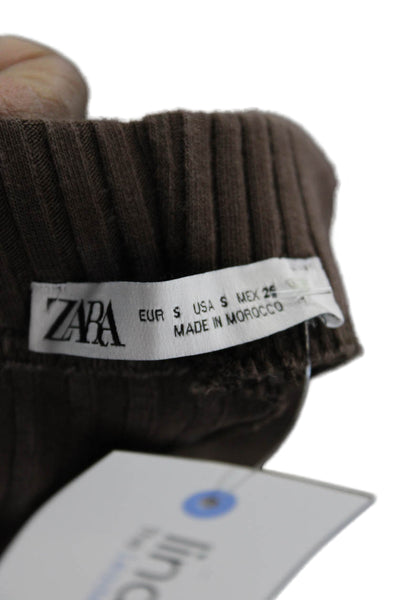 Zara Womens Ankle Striped Brown Pants Size S