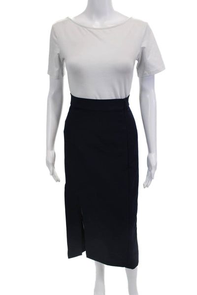 Zara Women Dark Blue Straight Pencil Long Skirt Polyester Elastane Size XS