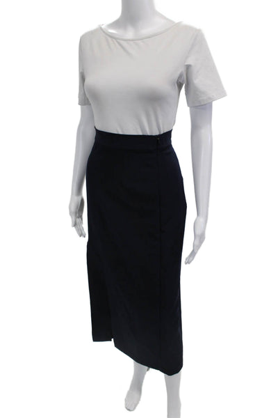 Zara Women Dark Blue Straight Pencil Long Skirt Polyester Elastane Size XS