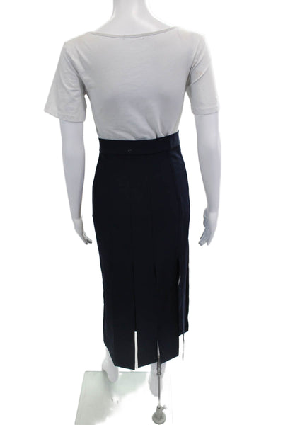 Zara Women Dark Blue Straight Pencil Long Skirt Polyester Elastane Size XS