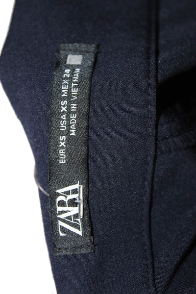 Zara Women Dark Blue Straight Pencil Long Skirt Polyester Elastane Size XS