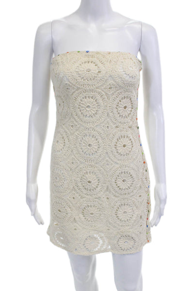 Zara Women Mini Shift Dress Beige 100% Cotton Sleeveless Button Size S