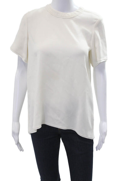 Proenza Schouler Women White Basic Crew Neck Short Sleeve T-Shirt Size 0