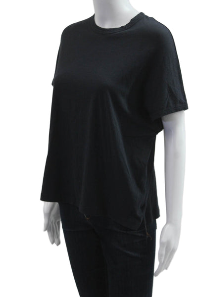 Vince Women Black Jersey Crew Neck Tee Pima Cotton Short Sleeve Size XS