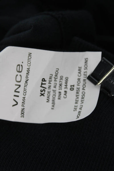 Vince Women Black Jersey Crew Neck Tee Pima Cotton Short Sleeve Size XS