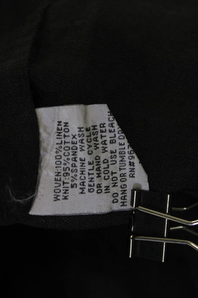 Luna Luz Womens Black Linen Cotton Blend VNeck Button Blazer Long Sleeve Size XS
