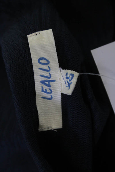 Leallo Women Basic T-Shirt Dark Blue 100% Cotton Crew Neck Short Sleeve Size XS