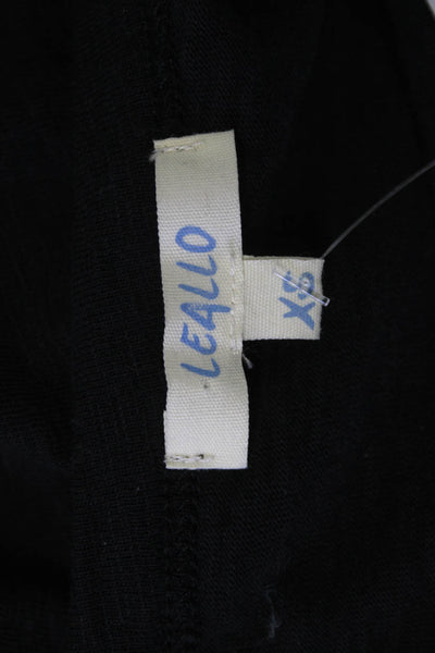Leallo Womens Basic Black Cotton Crew Neck Short Sleeve T-Shirt Size XS