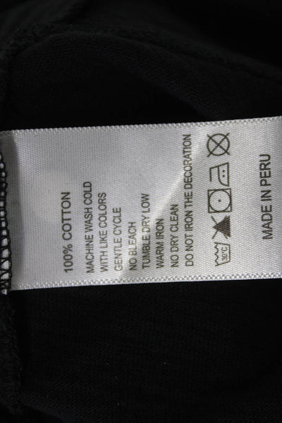Leallo Womens Basic Black Cotton Crew Neck Short Sleeve T-Shirt Size XS