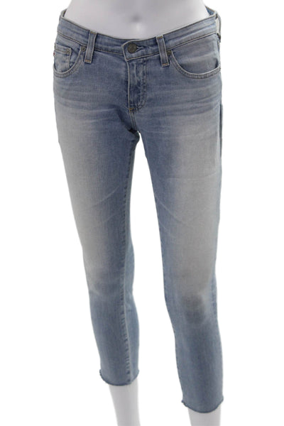 Adriano Goldschmied Women Ankle Cropped Skinny Jeans Light Blue Size 26