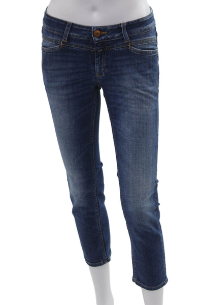 Closed Womens Skinny Ankle Cropped Blue Jeans Mid Rise Size 26