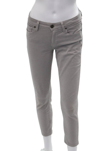 Paige Womens Gray Cropped Ankle Pants Button Closure 29 Inseam Size 27