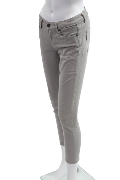 Paige Womens Gray Cropped Ankle Pants Button Closure 29 Inseam Size 27