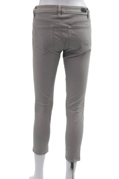 Paige Womens Gray Cropped Ankle Pants Button Closure 29 Inseam Size 27