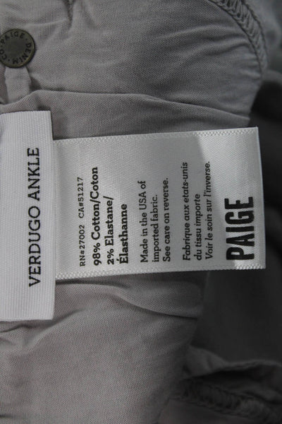 Paige Womens Gray Cropped Ankle Pants Button Closure 29 Inseam Size 27