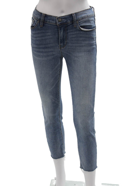 Hudson Women Ankle Cropped Skinny Jeans Blue Button Mid Rise Size 26